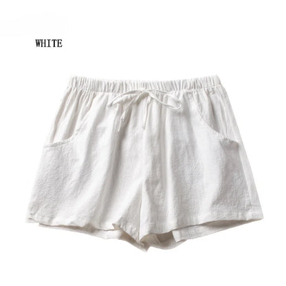 Breathable Linen Casual Shorts - High-Waisted Lounge Wear for Women