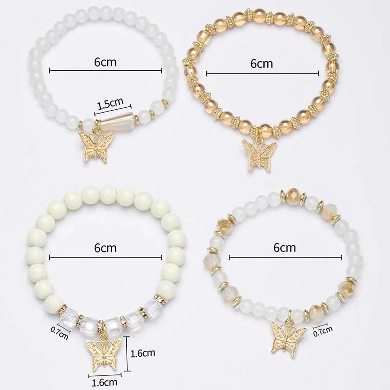Charming Butterfly Beaded Bracelet Set - Trendy Stackable Jewelry for Women