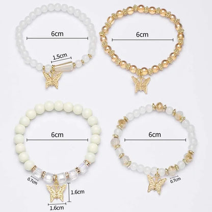 Charming Butterfly Beaded Bracelet Set - Trendy Stackable Jewelry for Women