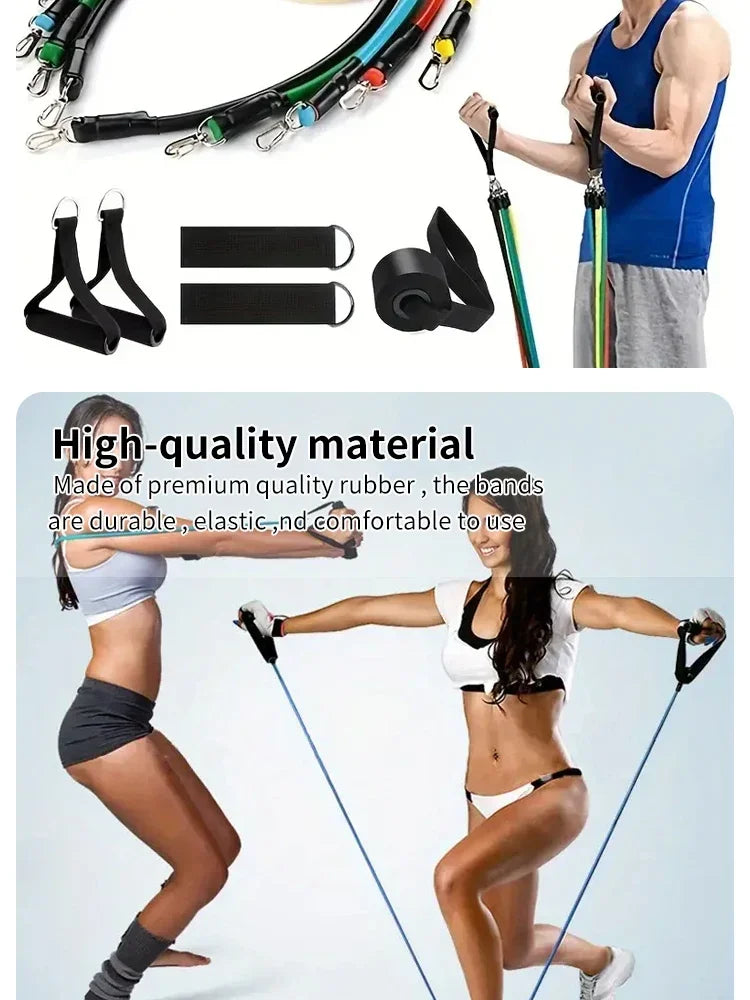 Ultimate 11-Piece Resistance Band Set - Versatile Fitness Training Kit with Handles, Door Anchor, and Carry Bag