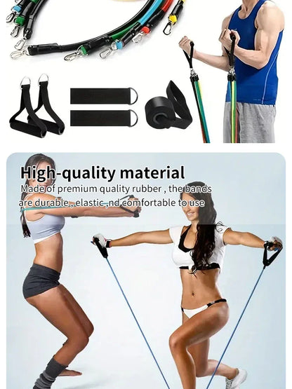 Ultimate 11-Piece Resistance Band Set - Versatile Fitness Training Kit with Handles, Door Anchor, and Carry Bag