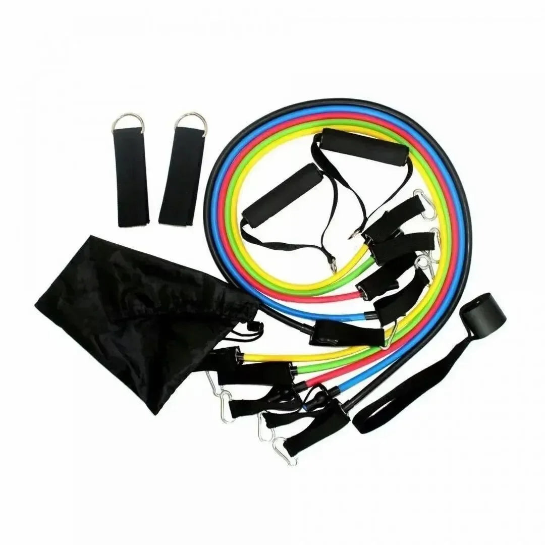 Ultimate 11-Piece Resistance Band Set - Versatile Fitness Training Kit with Handles, Door Anchor, and Carry Bag