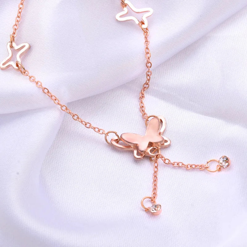 Trendy Butterfly Pendant Anklet - Elegant Summer Beach Leg Chain