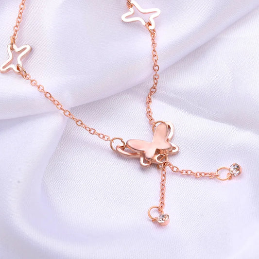 Trendy Butterfly Pendant Anklet - Elegant Summer Beach Leg Chain