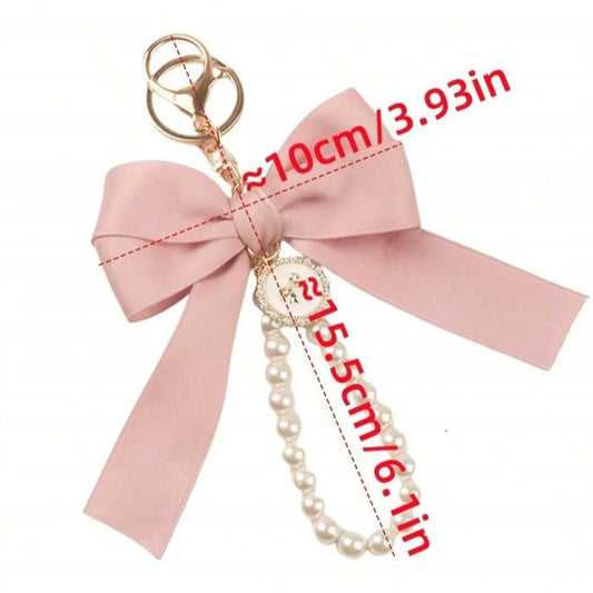 Charming Bowtie Keychain - Elegant Decorative Accessory with Beads