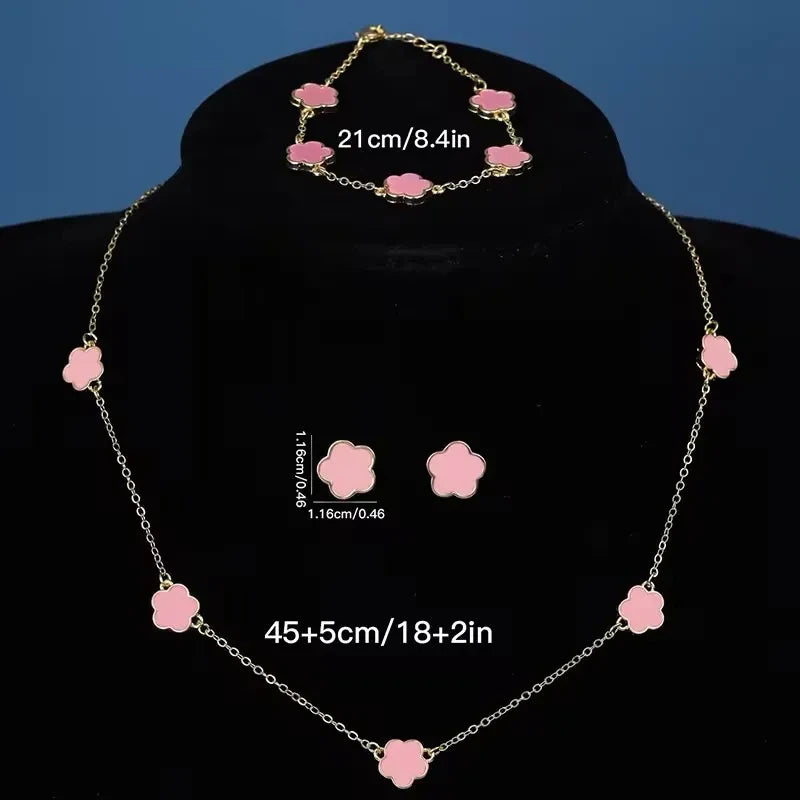 Five-petal Clover three-piece Jewelry Set