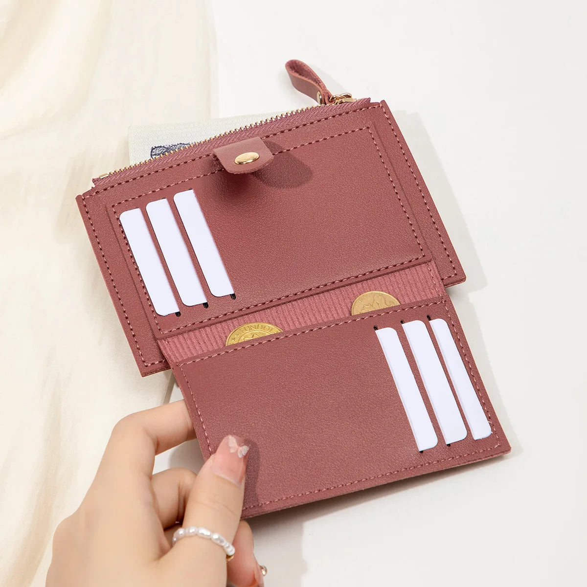 Sleek Minimalist Women's Wallet - Ultra Thin PU Leather Card Holder