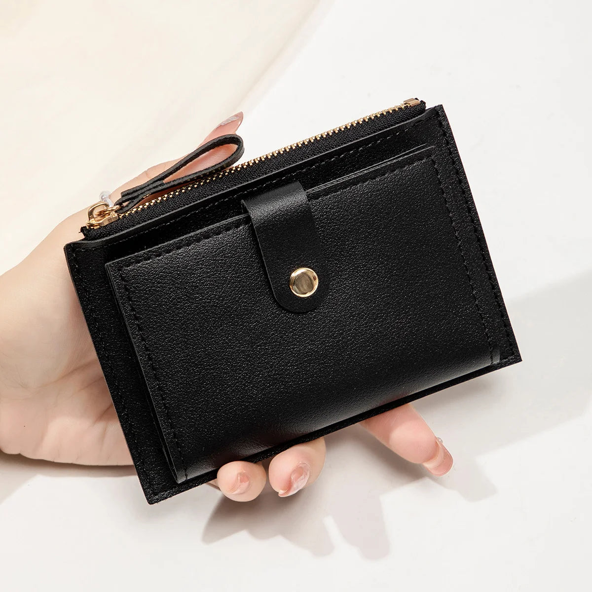 Sleek Minimalist Women's Wallet - Ultra Thin PU Leather Card Holder