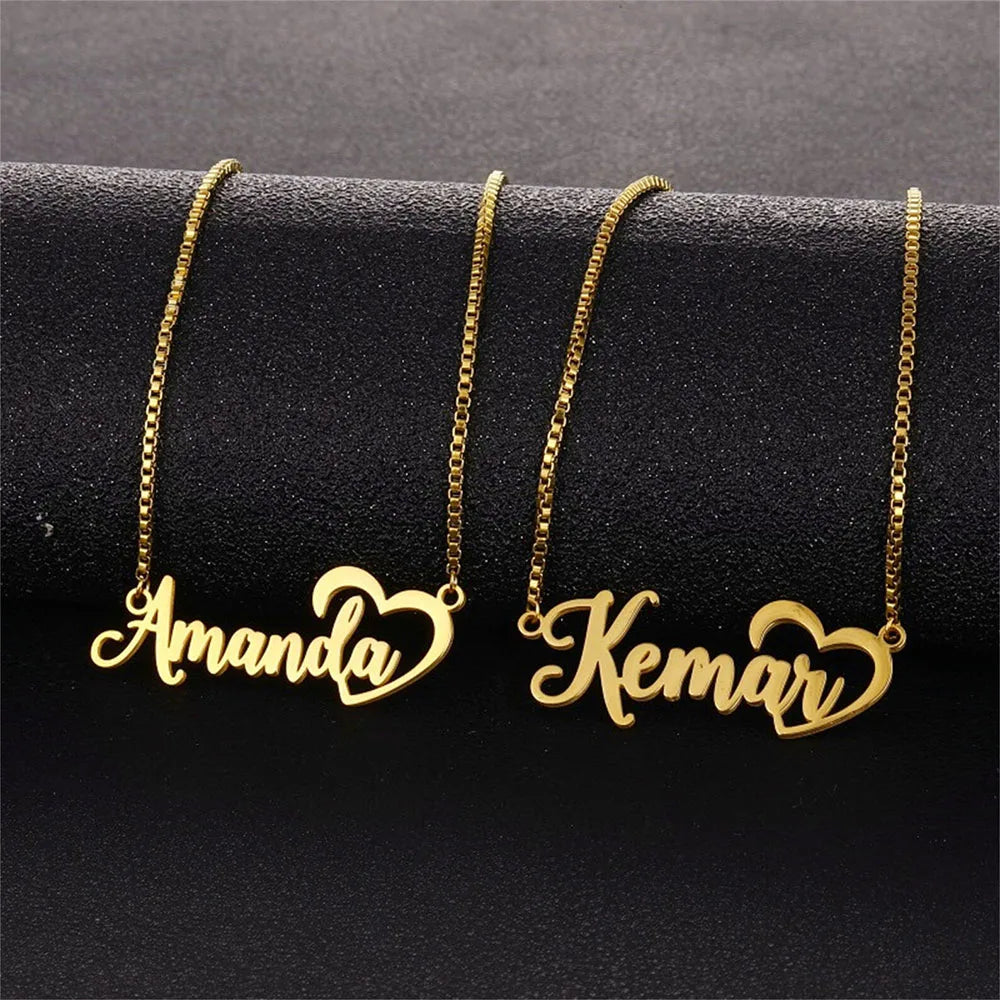 Heart Pendant Custom Name Necklace