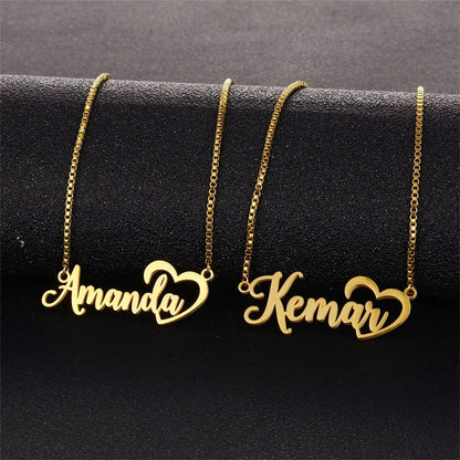 Heart Pendant Custom Name Necklace