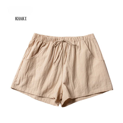 Breathable Linen Casual Shorts - High-Waisted Lounge Wear for Women