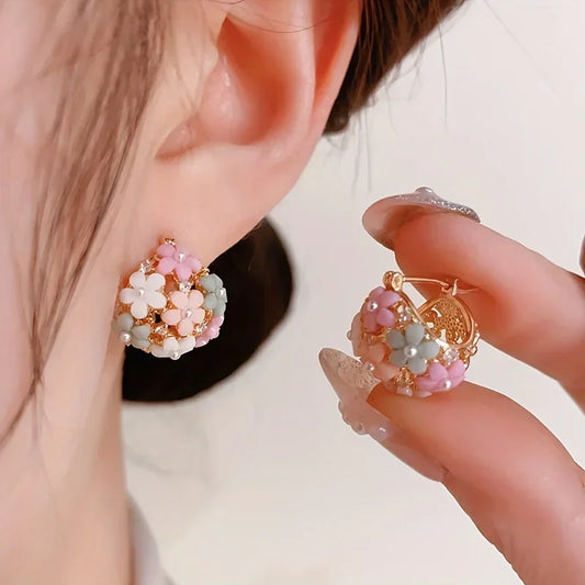 Charming Floral Hoop Earrings - Elegant Flower Design for Everyday and Special Occasions