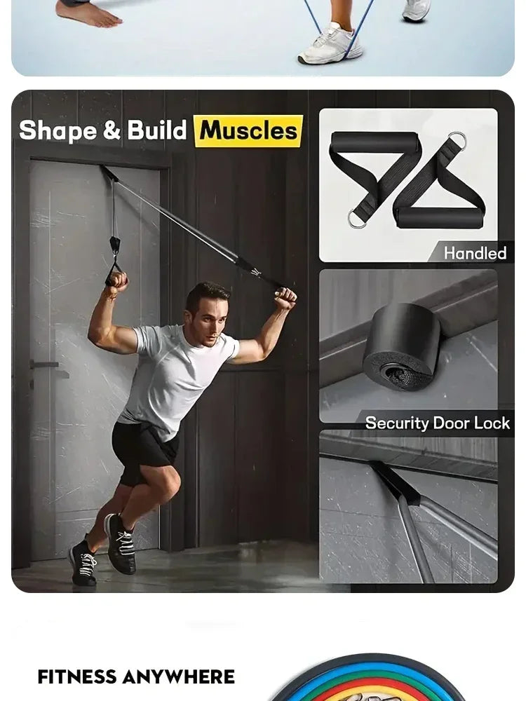 Ultimate 11-Piece Resistance Band Set - Versatile Fitness Training Kit with Handles, Door Anchor, and Carry Bag