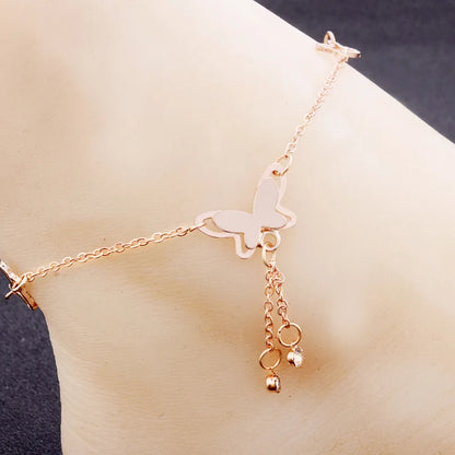 Trendy Butterfly Pendant Anklet - Elegant Summer Beach Leg Chain