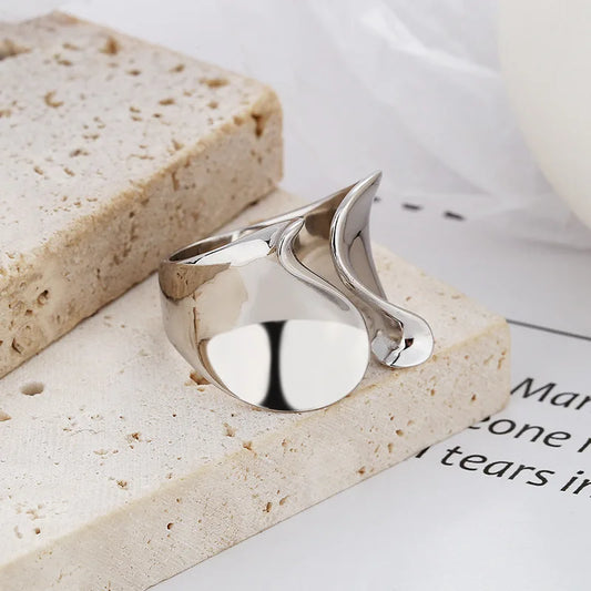 Elegant Minimalist Sterling Silver Ring - Handmade Open Design for Women