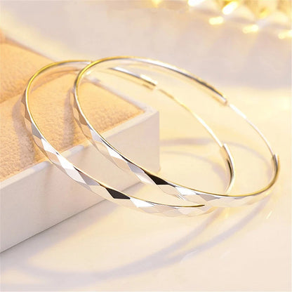 Kaleidoscope Texture Sterling Silver Hoop Earrings - Intricate Embossed Detail