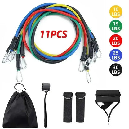 Ultimate 11-Piece Resistance Band Set - Versatile Fitness Training Kit with Handles, Door Anchor, and Carry Bag