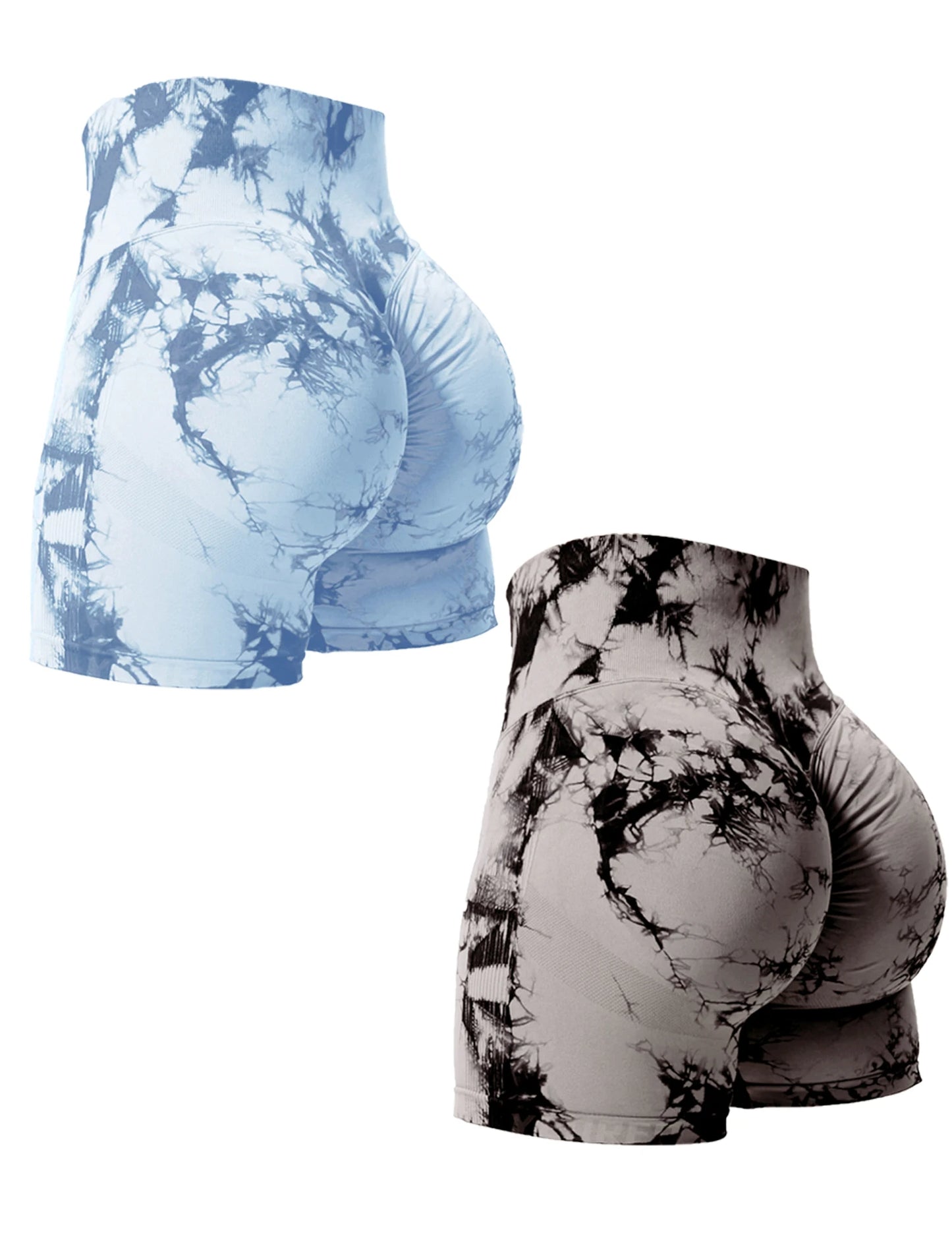 High-Waisted Tie-Dye Gym Shorts - Butt Lift & Comfort Stretch for Women