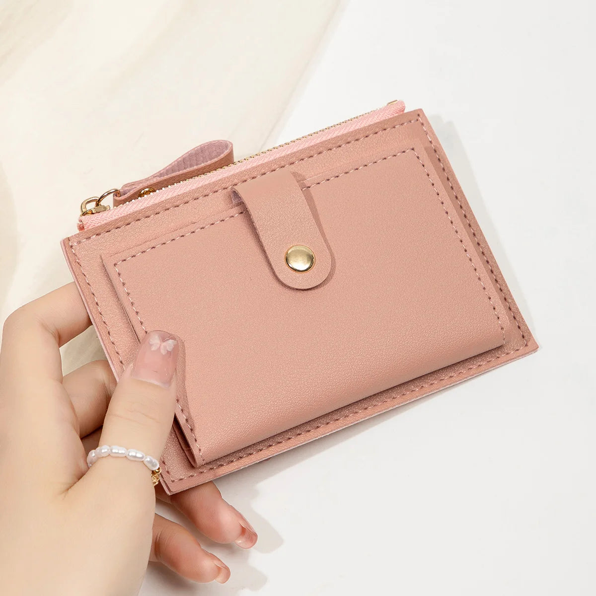 Sleek Minimalist Women's Wallet - Ultra Thin PU Leather Card Holder