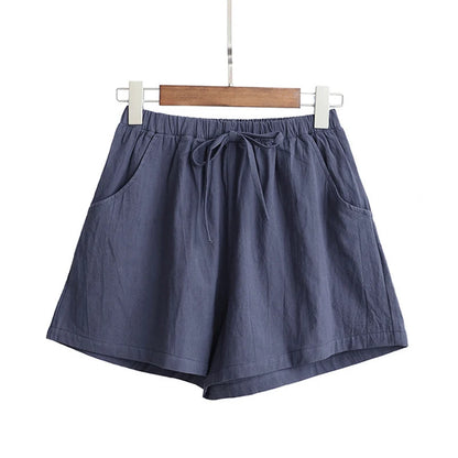 Breathable Linen Casual Shorts - High-Waisted Lounge Wear for Women