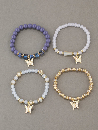 Charming Butterfly Beaded Bracelet Set - Trendy Stackable Jewelry for Women