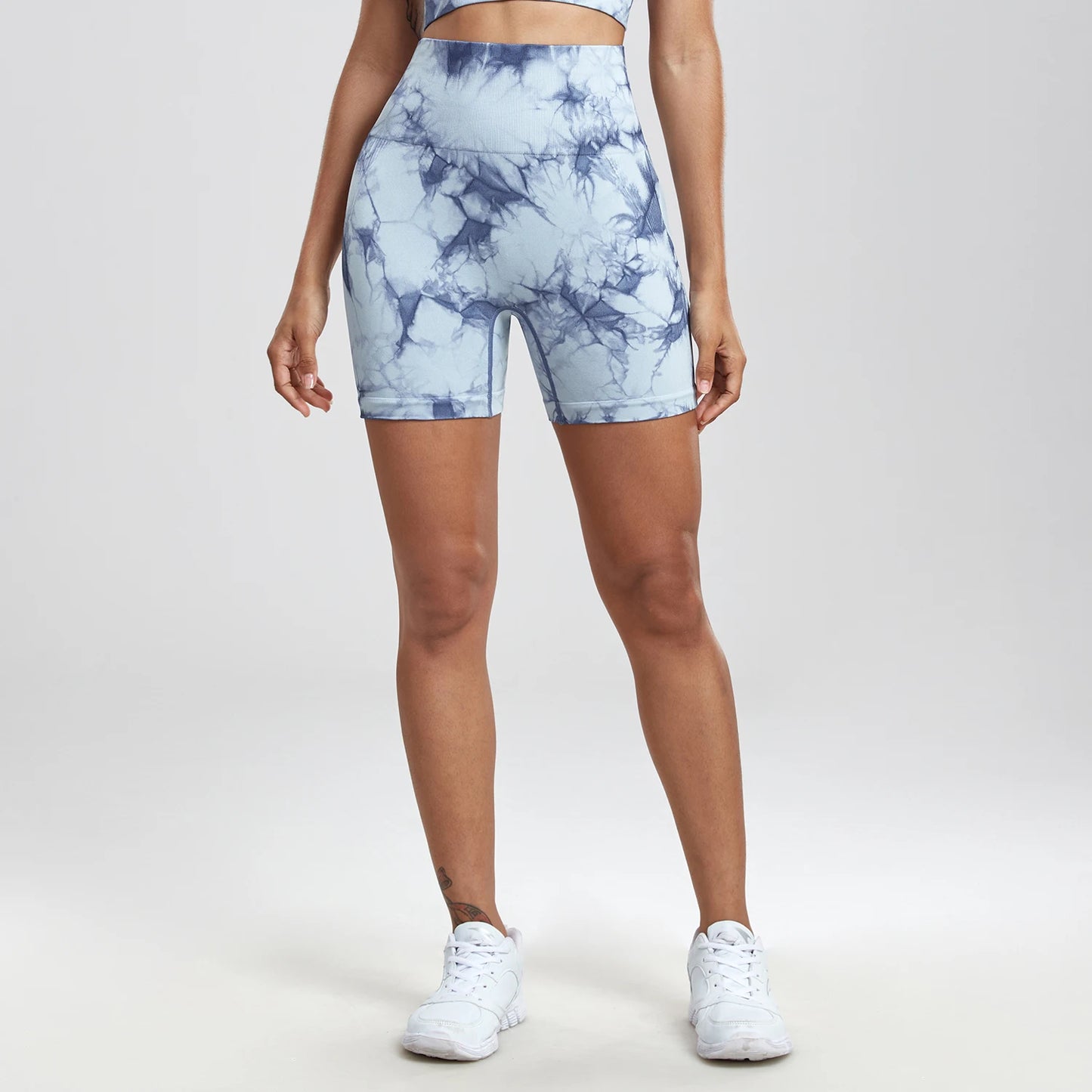 High-Waisted Tie-Dye Gym Shorts - Butt Lift & Comfort Stretch for Women