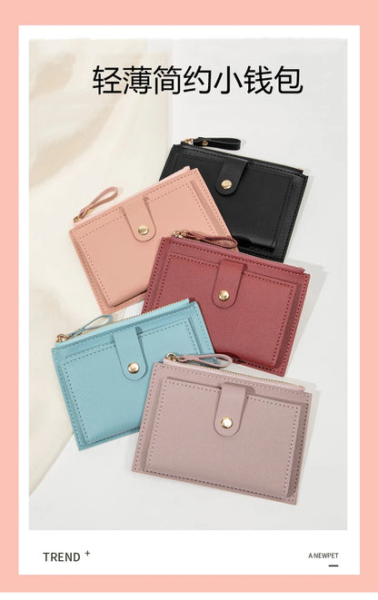 Sleek Minimalist Women's Wallet - Ultra Thin PU Leather Card Holder