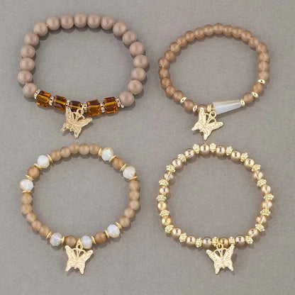 Charming Butterfly Beaded Bracelet Set - Trendy Stackable Jewelry for Women