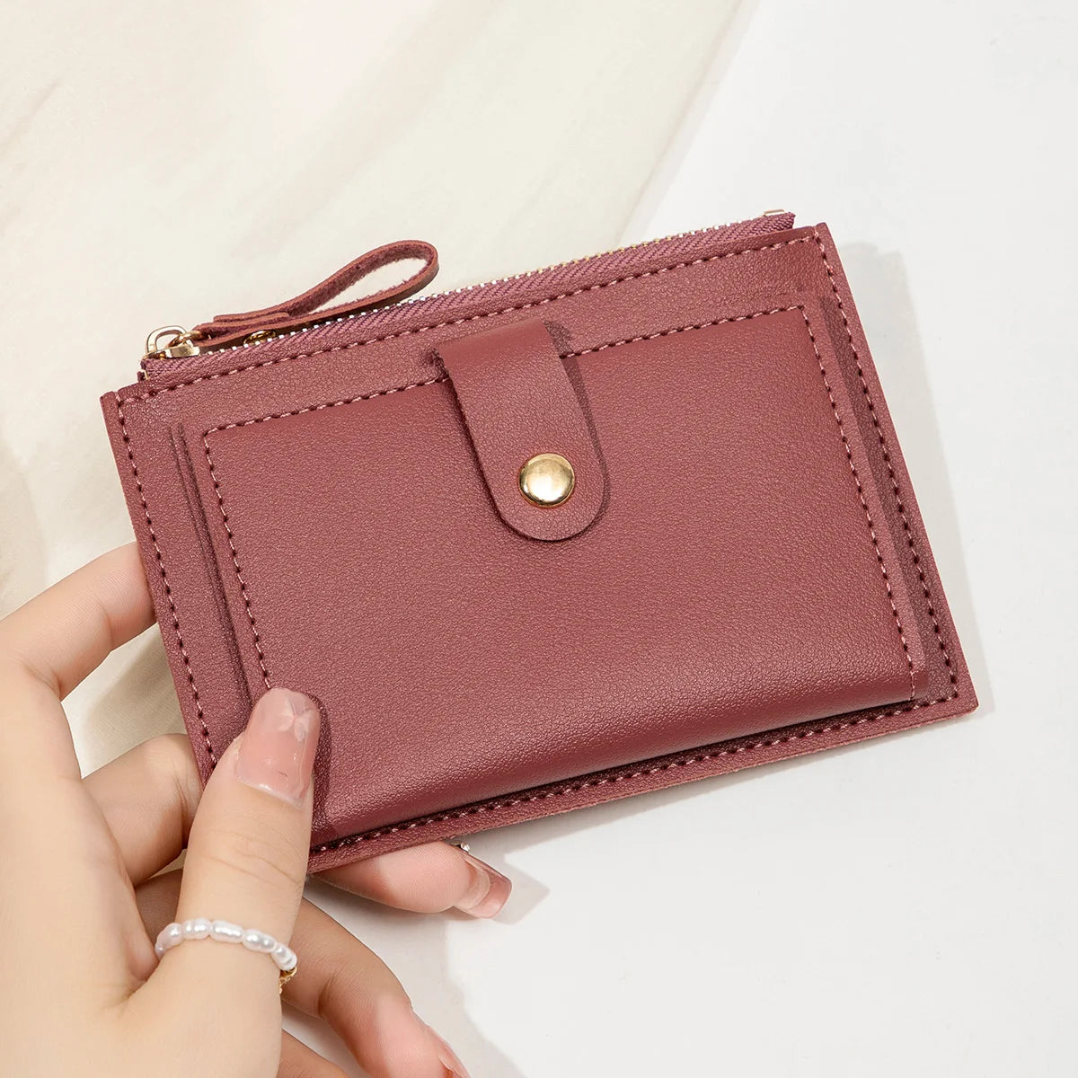 Sleek Minimalist Women's Wallet - Ultra Thin PU Leather Card Holder