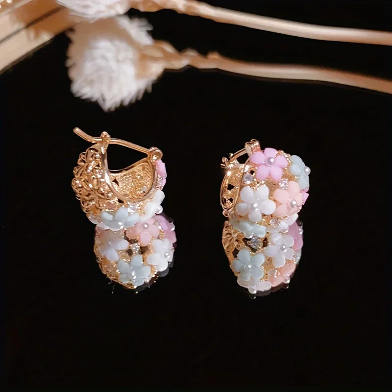 Charming Floral Hoop Earrings - Elegant Flower Design for Everyday and Special Occasions