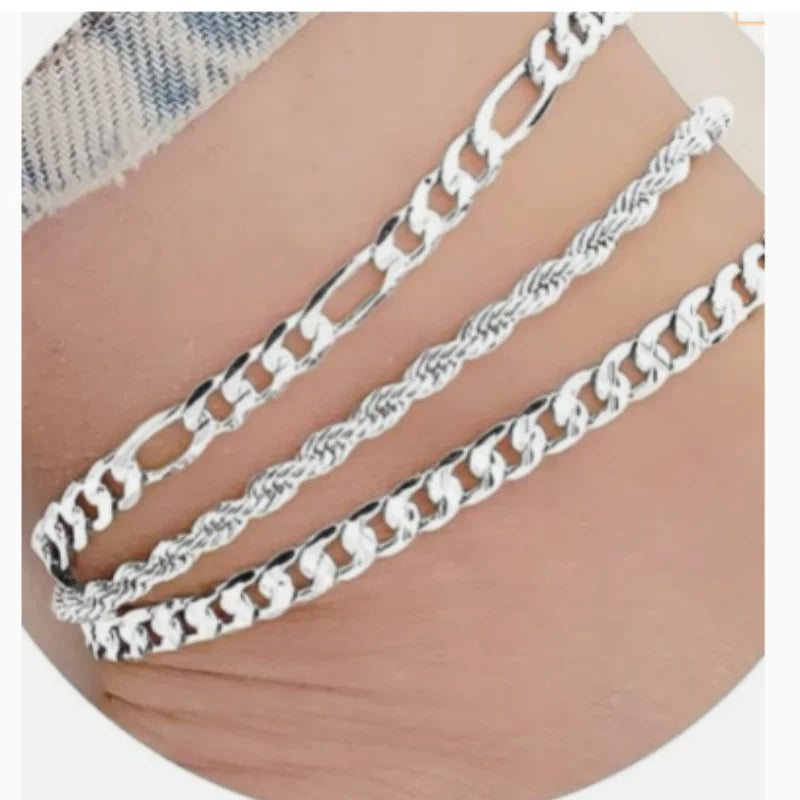 Elegant Snake Chain Anklet Set - 3-Piece Adjustable Anklets in Gold and Silver