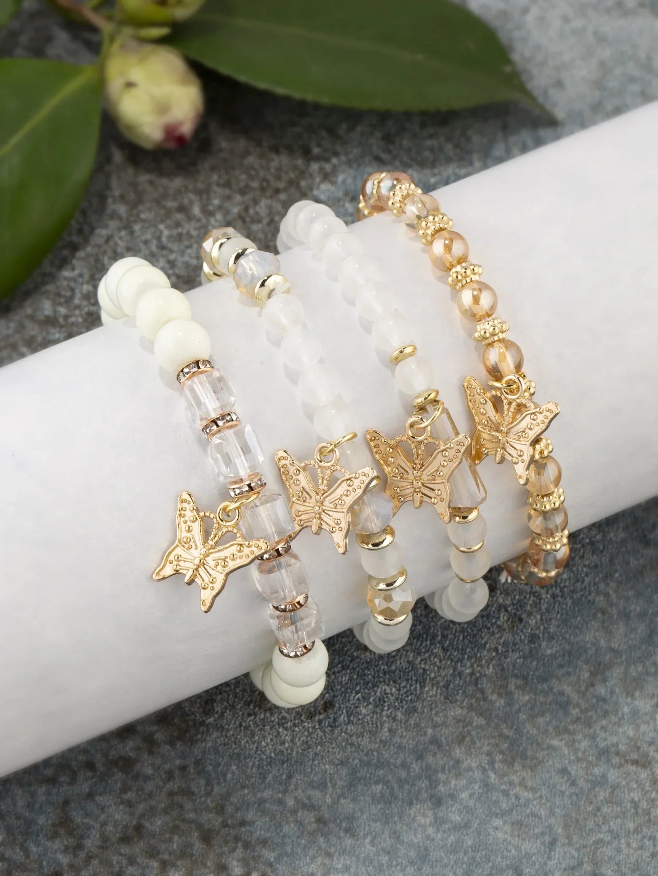 Charming Butterfly Beaded Bracelet Set - Trendy Stackable Jewelry for Women