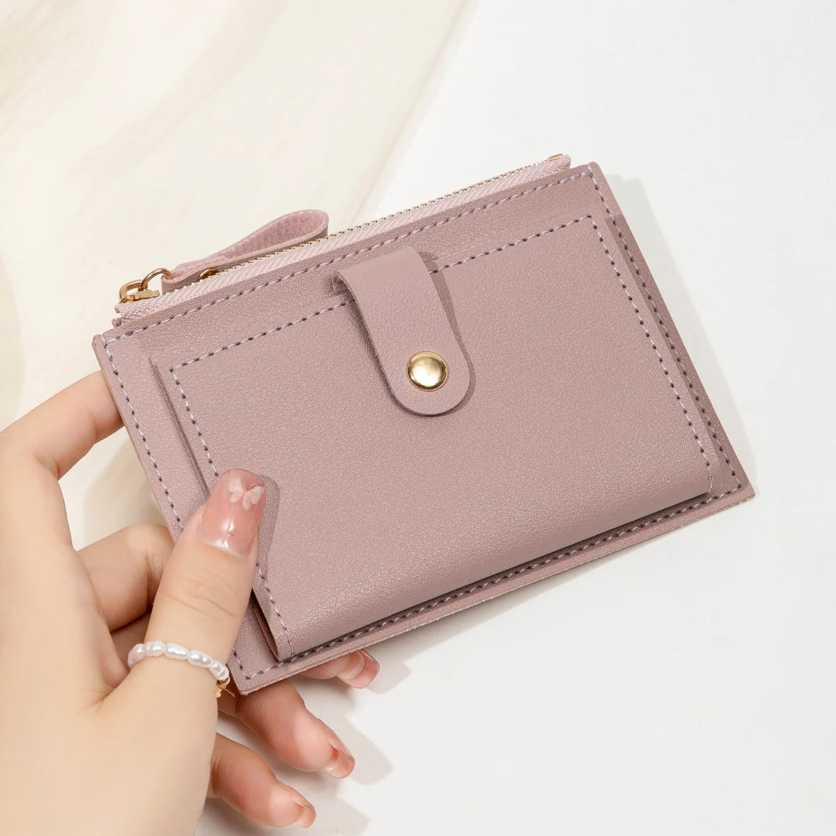 Sleek Minimalist Women's Wallet - Ultra Thin PU Leather Card Holder