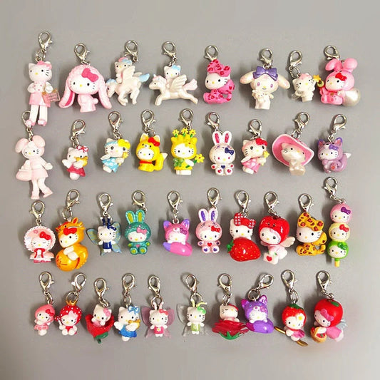 Cute Kawaii Hello Kitty Charm Set - 40 Adorable Accessories for Bags & Keys