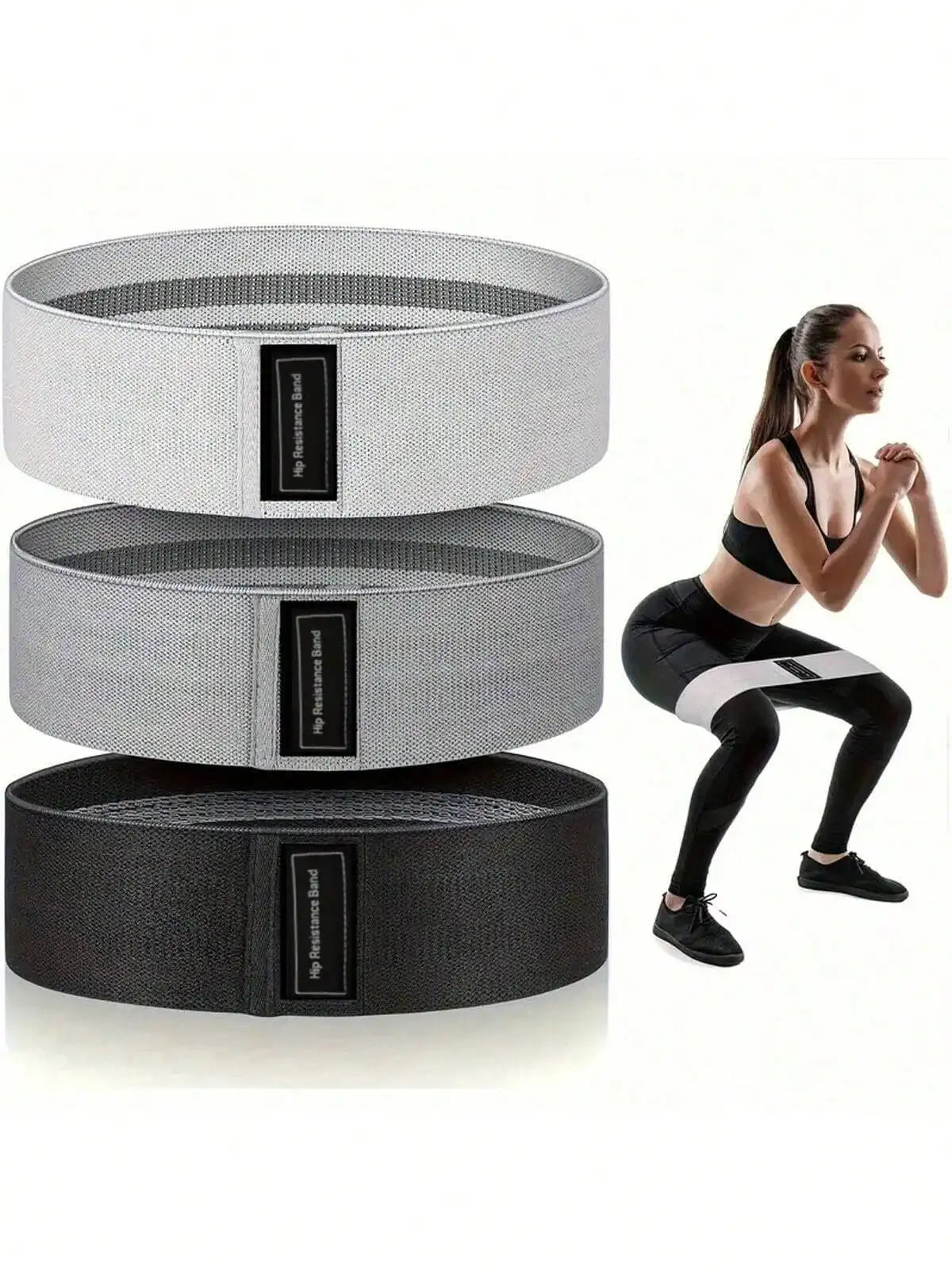 Basic Fabric Resistance Bands Set - 3-Pack with Heavy, Medium, and Light Tension