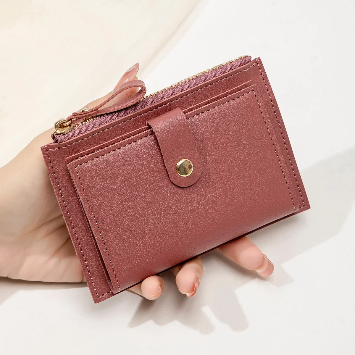 Sleek Minimalist Women's Wallet - Ultra Thin PU Leather Card Holder