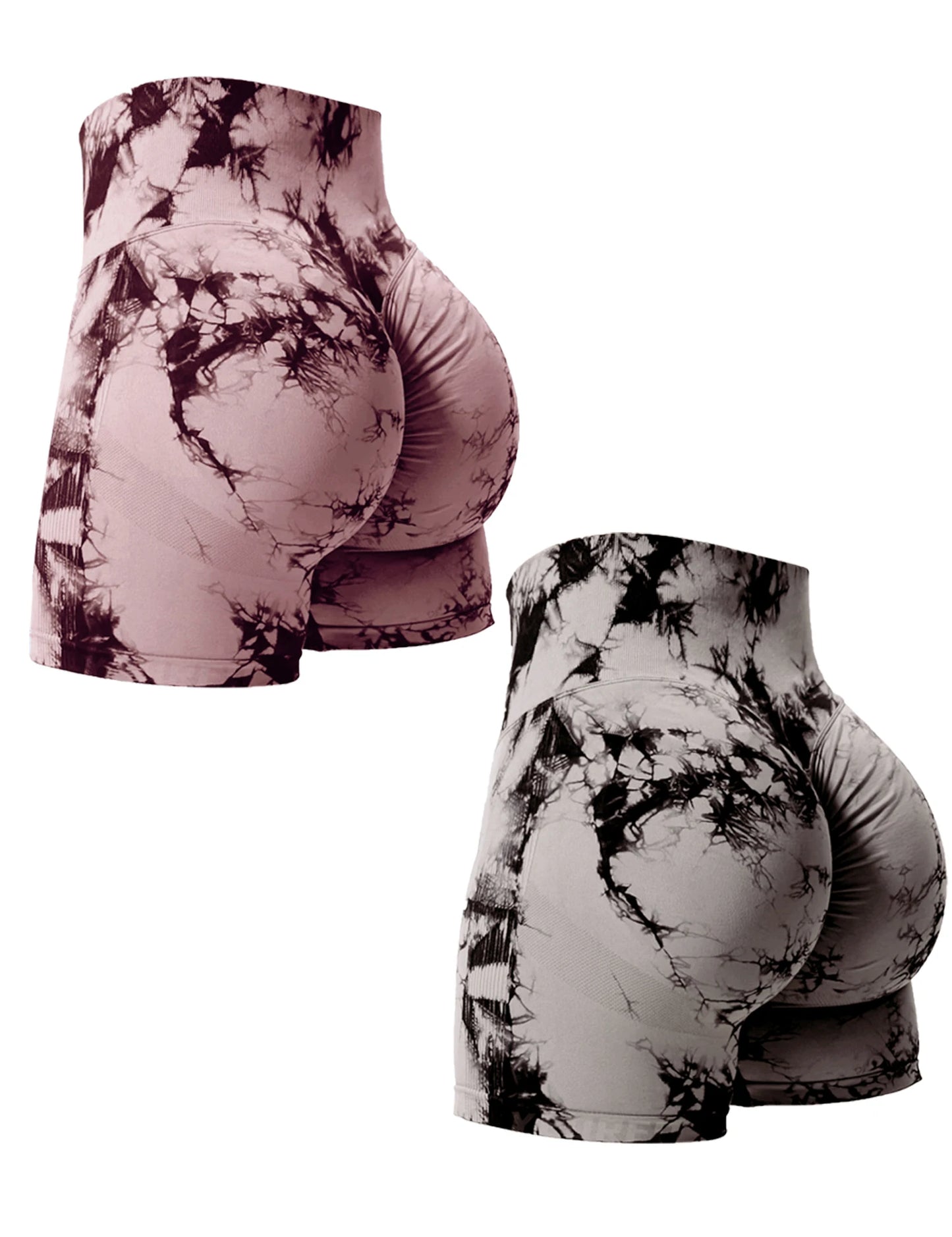 High-Waisted Tie-Dye Gym Shorts - Butt Lift & Comfort Stretch for Women